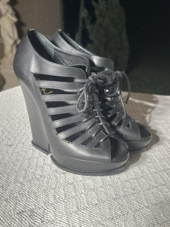 Yves Saint Laurent Black Wedge Heels